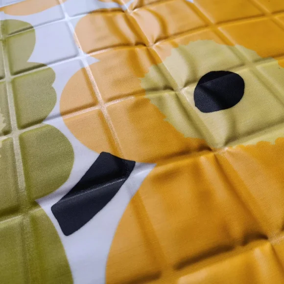NWT VTG Set of 2 Marimekko "Unikko" Yellow and Green Floral Vinyl Placemats - Picture 2 of 5